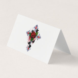 Silver Cross with a Red Rose