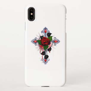 Silver Cross with a Red Rose iPhone XS Max Case