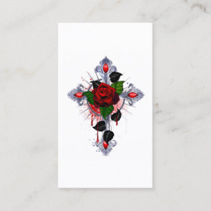 Silver Cross with a Red Rose Loyalty Card