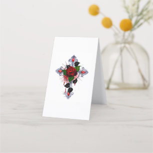 Silver Cross with a Red Rose Loyalty Card