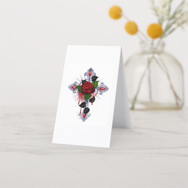 Silver Cross with a Red Rose Loyalty Card (Back)