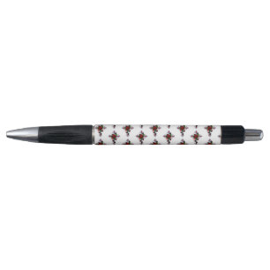 Silver Cross with a Red Rose Pen