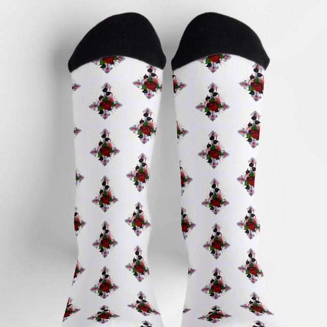 Silver Cross with a Red Rose Socks (Top)