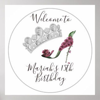 Silver Crown, Floral Fairy High Heel Shoe Poster