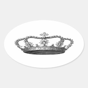 Silver Crown Gift Item You Personalize Oval Sticker