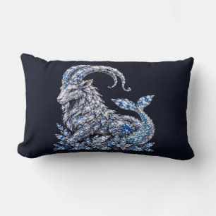 Silver Crystal Capricorn Luxury Zodiac Lumbar Pillow
