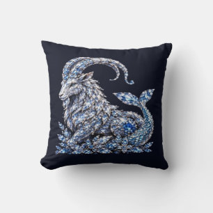 Silver Crystal Capricorn Luxury Zodiac Throw Pillow