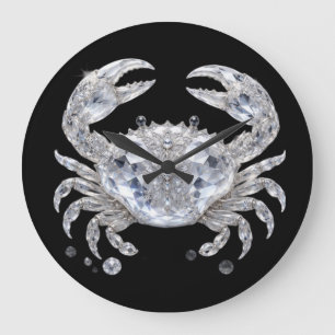 Silver Crystal Crab   Sparkling Ocean Luxury Large Clock
