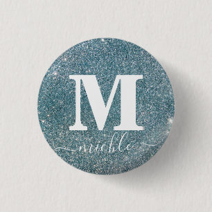 Silver Crystal Custom Name Gift  1 Inch Round Button