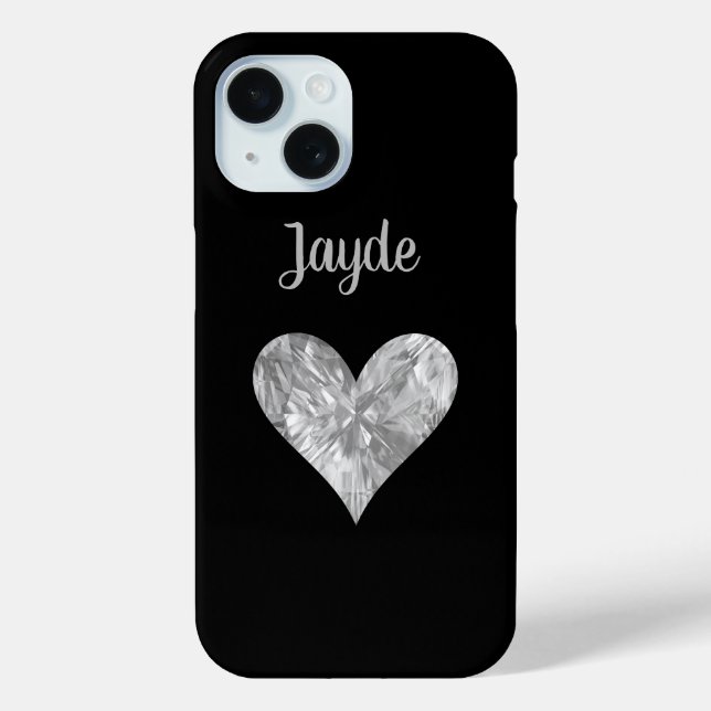 Silver Crystal Heart Mobile Phone Case (Back)
