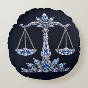 Silver Crystal Libra Luxury Collection Round Pillow