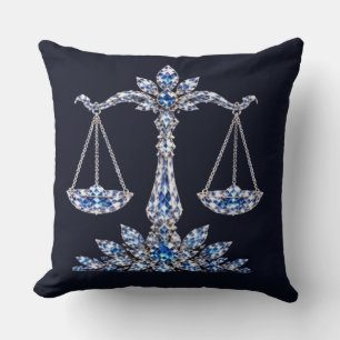 Silver Crystal Libra Luxury Collection Throw Pillow