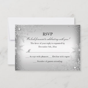 Silver Crystal Snowflake Christmas Party RSVP Card