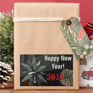 Silver Crystal Star Happy New Year Sticker