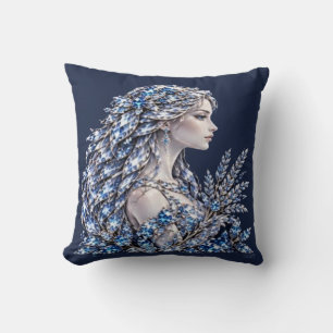 Silver Crystal Virgo Luxury Collection Throw Pillow