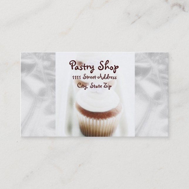 Silver Cupcake Swirl Business Cards (Front)