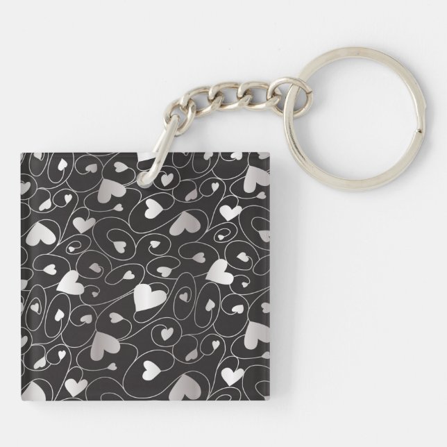 Silver curly hearts keychain (Back)