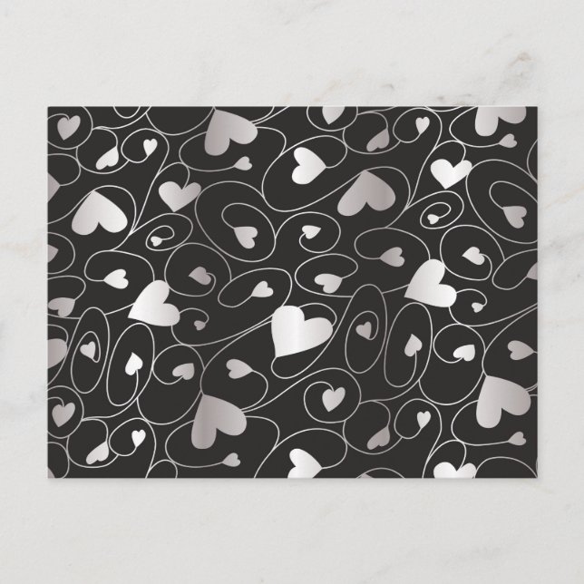 Silver curly hearts postcard (Front)