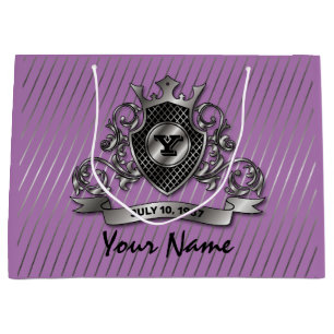 Silver Custom Elegant Monogram Design Large Gift Bag