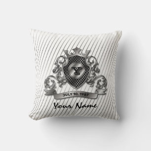 Silver Custom Elegant Monogram Design Throw Pillow