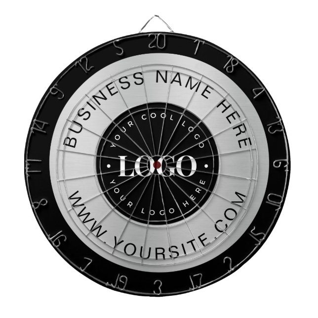 Silver Custom Logo Text Company Business Branded   Dartboard (Front)