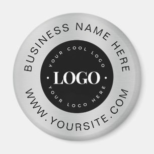 Silver Custom Logo Text Company Business Branded Magnet