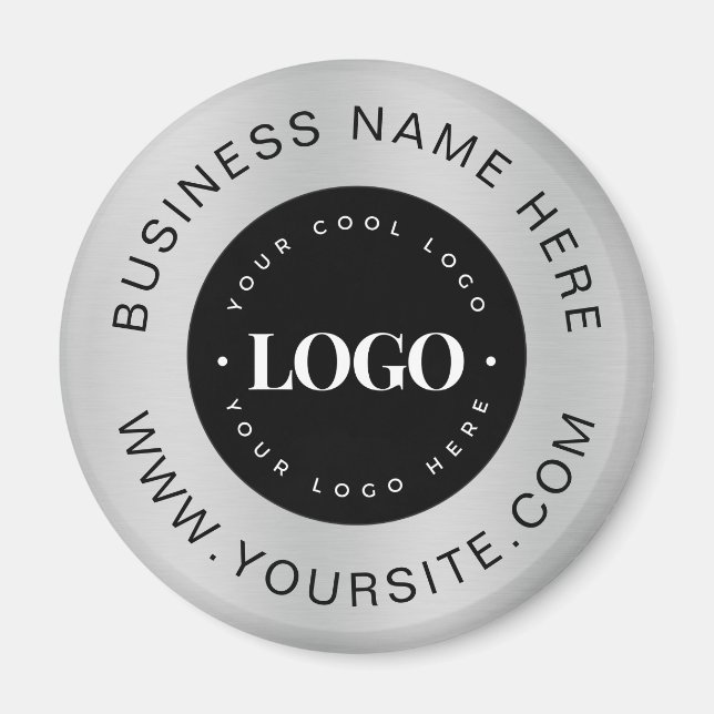 Silver Custom Logo Text Company Business Branded   Magnet (Front)
