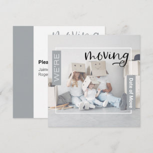 Silver Custom Photo Moving Announcement Card