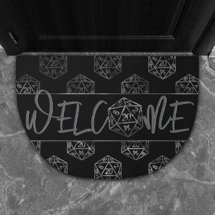 Silver D20 Pattern PNP Tabletop Dice Welcome Doormat