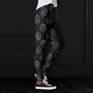 Silver D20 Pattern PNP Tabletop Role Player Dice Leggings