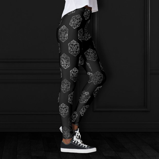 Silver D20 Pattern | PNP Tabletop Role Player Dice Leggings (Creator Uploaded)