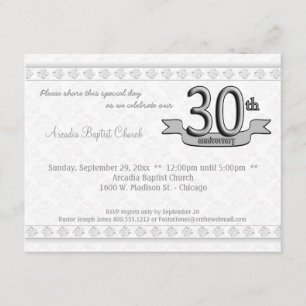 Silver Damask 30th Anniversary Celebration Invite
