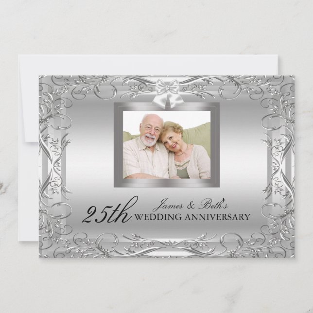 Silver Damask 50th Wedding Anniversary Invite (Front)