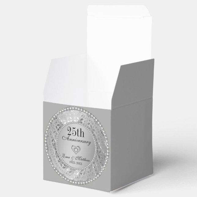 Silver Damask Anniversary Favor Box (Opened)