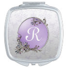 Silver Damask Monogram Compact Mirror