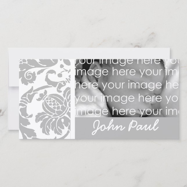Silver Damask Photo Card (Front)