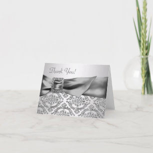 Silver Damask Thank You Cards