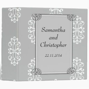 Silver Damask Wedding Album Binder