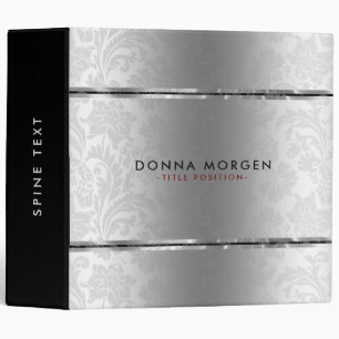 Silver Damasks & Black Stripes Binder