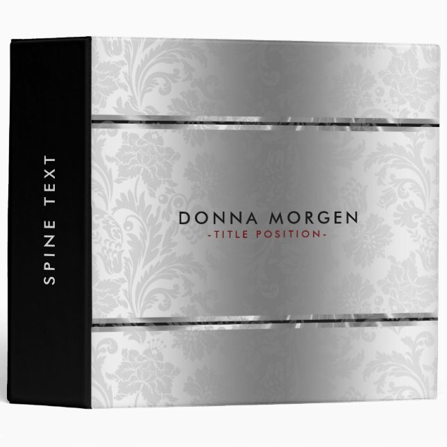Silver Damasks & Black Stripes Binder (Front/Spine)