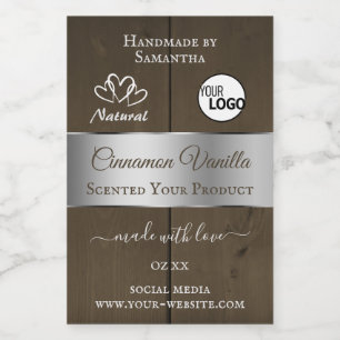 Silver Dark Brown Wood Grain Product Labels Logo