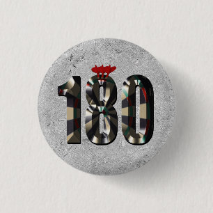 Silver Darts Score 180 With Darts, 1 Inch Round Button