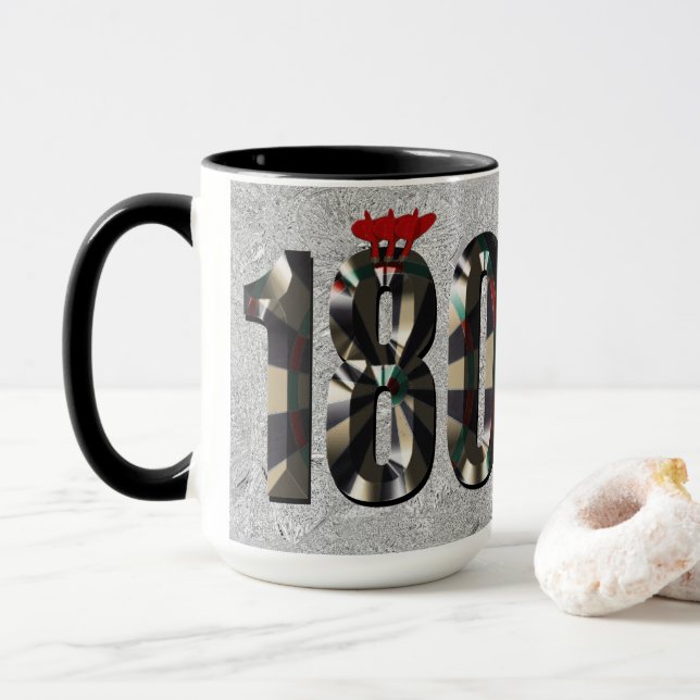 Silver Darts Score 180 With Darts,   Mug (With Donut)