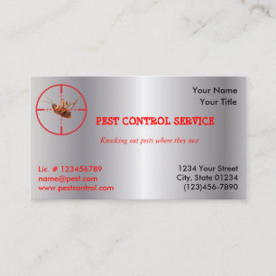 Silver Dead Roach Pest Service 1 Sided v2 Business Card