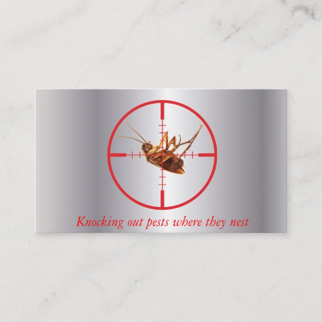 Silver Dead Roach Pest Service 2 Sided Business Card (Front)