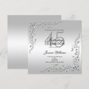Silver Decoration 45th Birthday Party Invitation