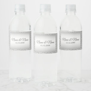Silver Decorative Water Bottle Label