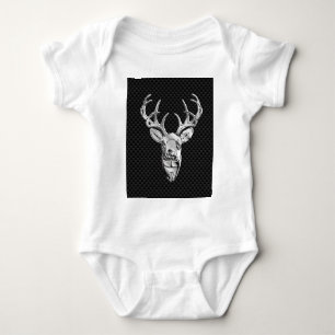 Silver Deer Buck on Carbon Fibre Style Decor Baby Bodysuit