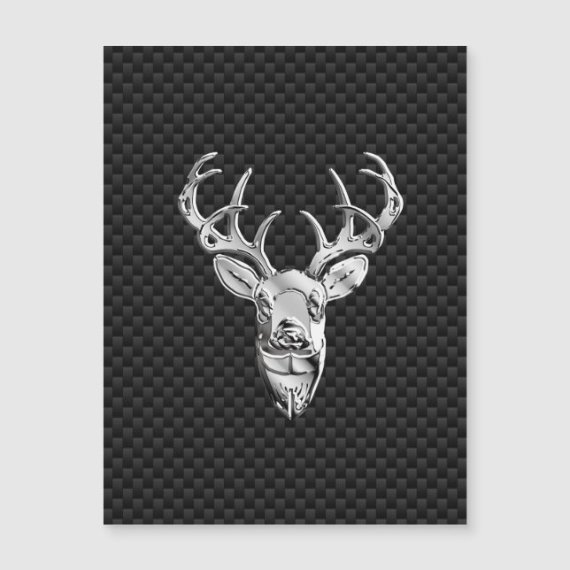 Silver Deer Buck on Carbon Fibre Style Print (Front)