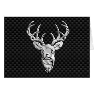 Silver Deer Design on Carbon Fibre Style Print